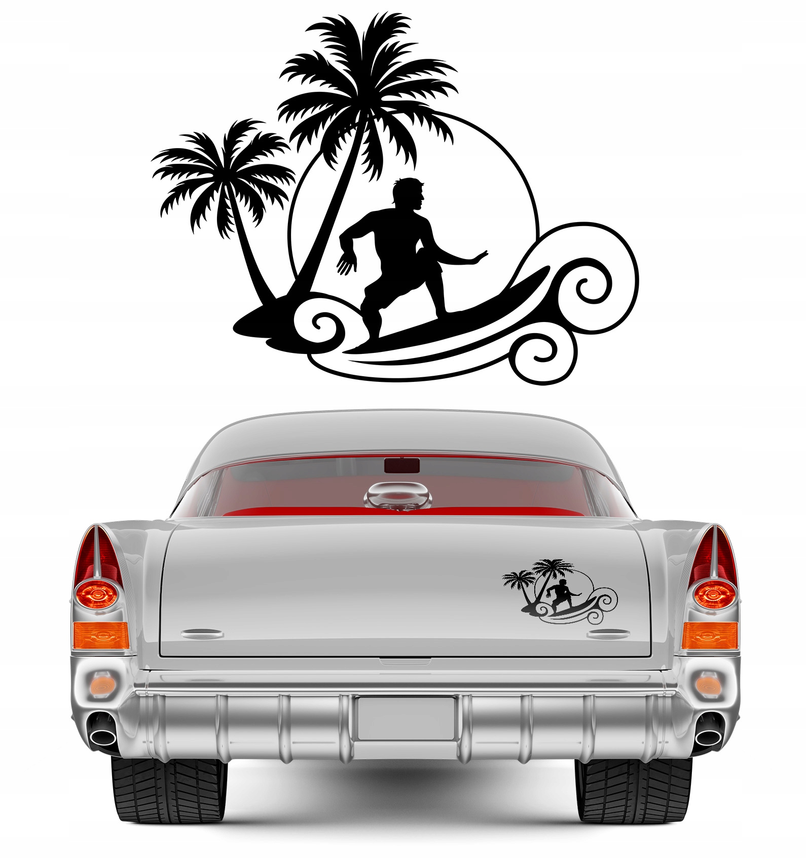 

1x Naklejka na samochód Motyw Surfer Palmy 20x26cm