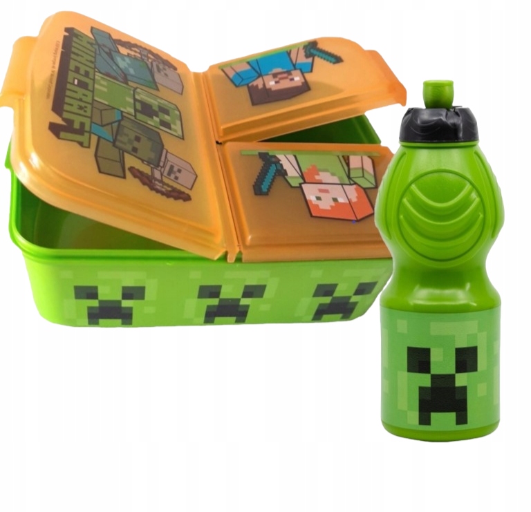 Śniadaniówka pojemnik 3 komory + bidon Minecraft
