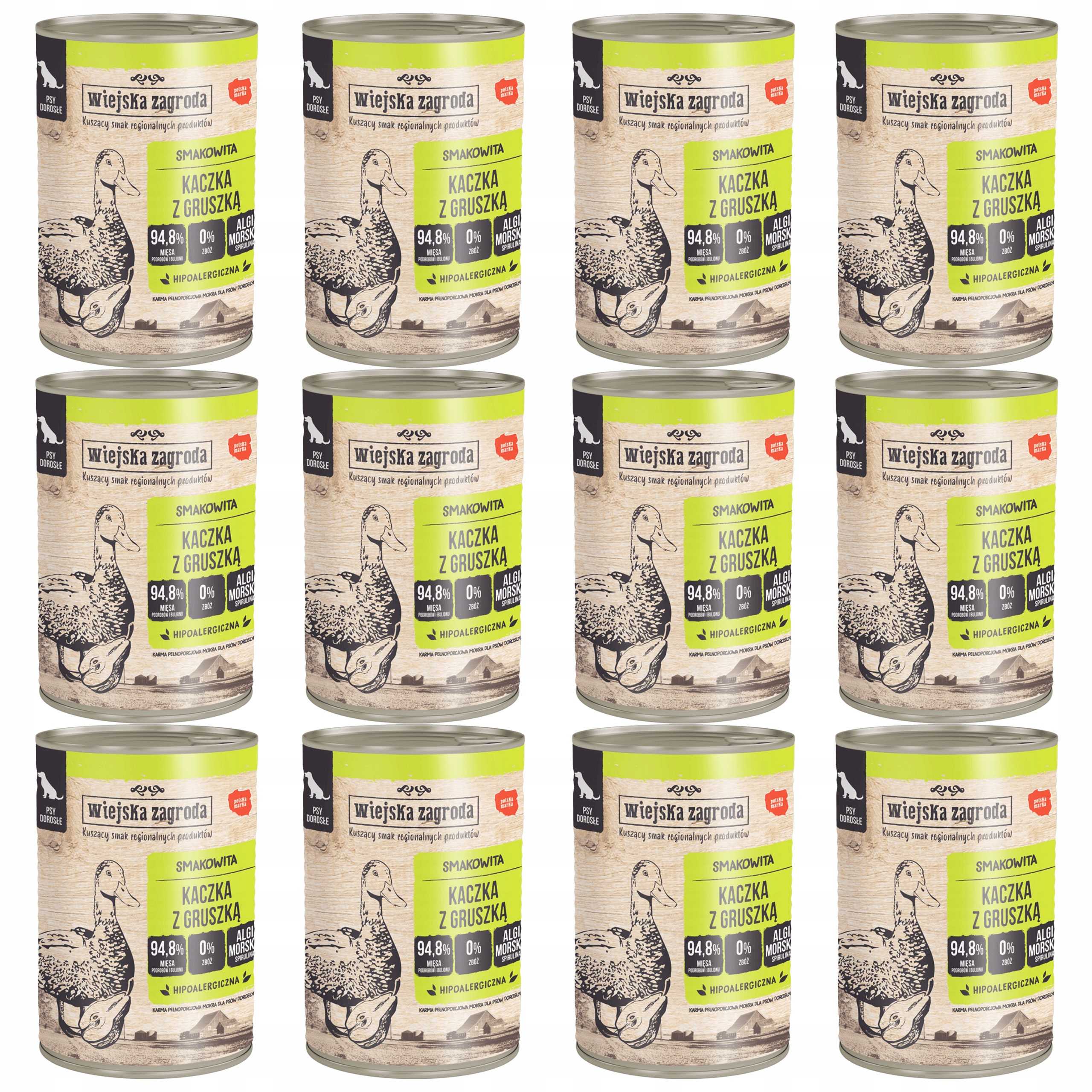 Levně Wiejska Zagroda Kachna s hruškou krmivo pro psa mokré 12 x 400 g bez obilovin