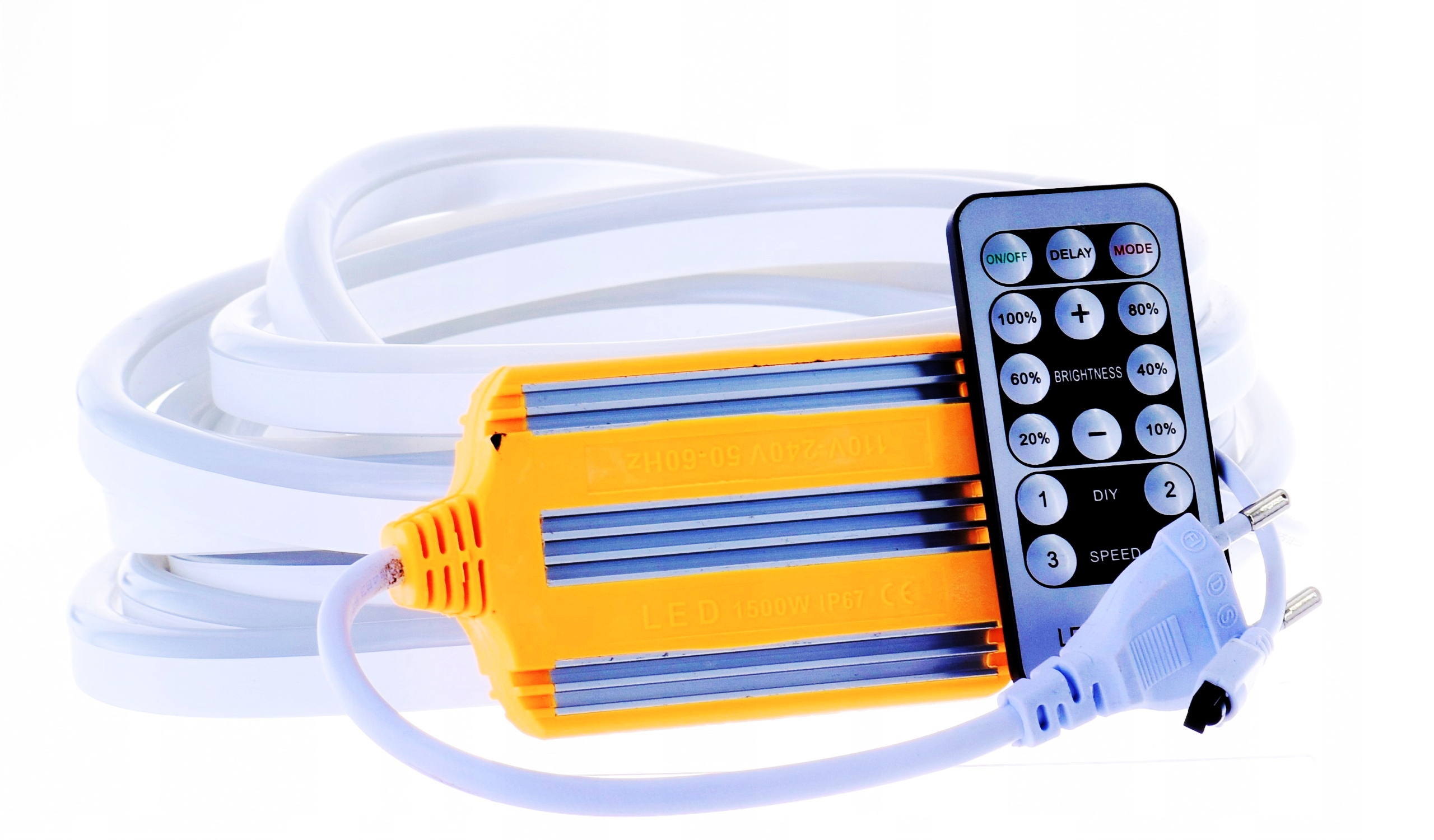 NEON LED 230V 2835 1m IP68 TAŚMA FLEX RÓŻOWY Moc 8 W