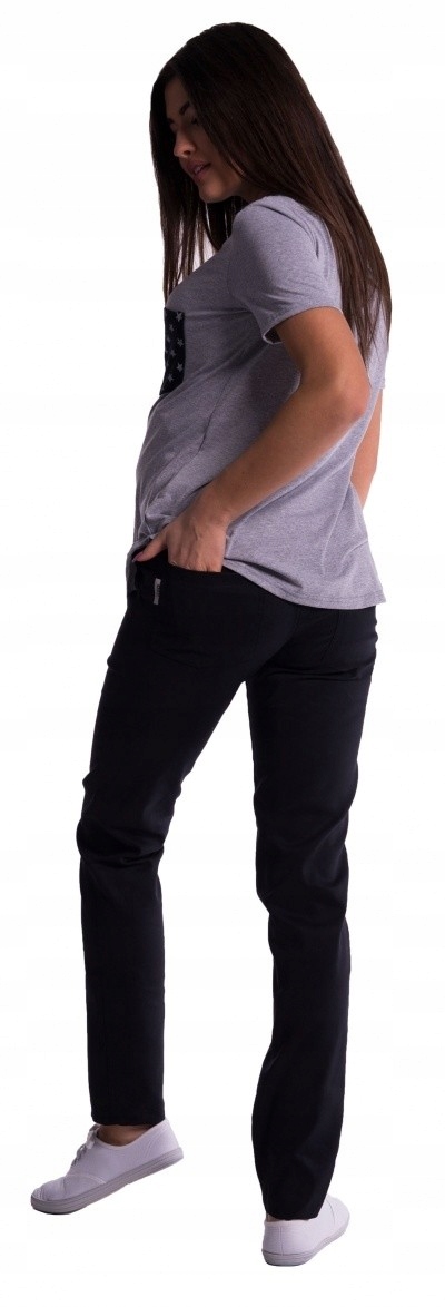Těhotenské kalhoty s mini těhotenským pásem černé, vel. 4XL