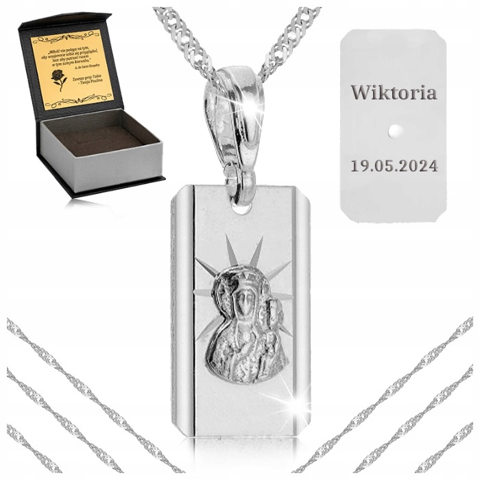 Dámský K Prvnímu Svatému Přijímání Náhrdelník Medailonek Matka Boží 925 Gravírování Biřmování