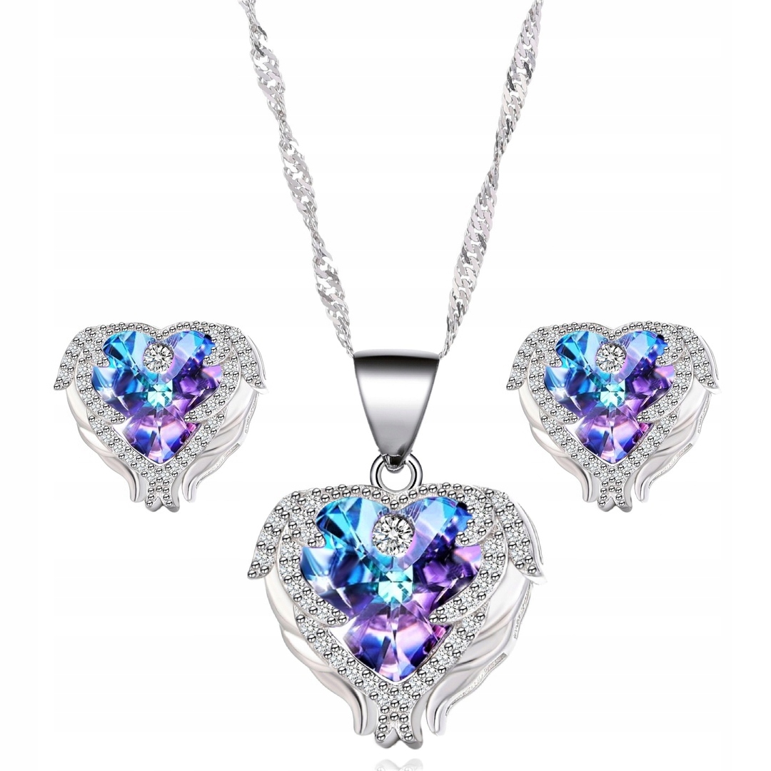 Sada Stříbrných Šperků 925 Srdce Anděla Stříbro Výjimečná Elegance