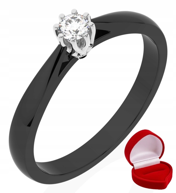 Prstýnek Matilde, černé zlato, diamant lab. 0,09 ct R11