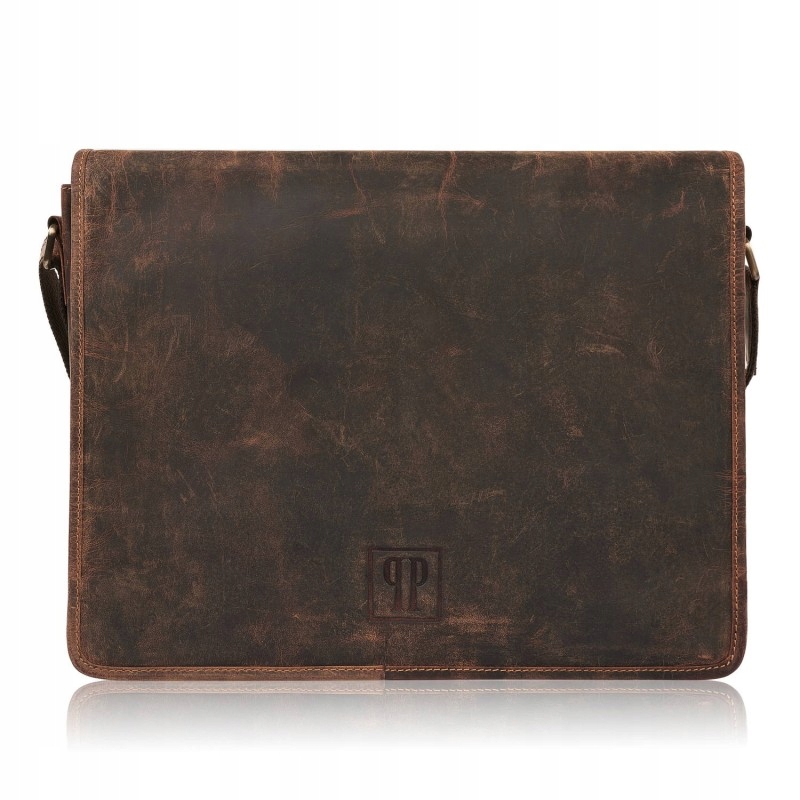 Pánská kožená taška přes rameno hnědá na notebook Vintage Paolo Peruzzi