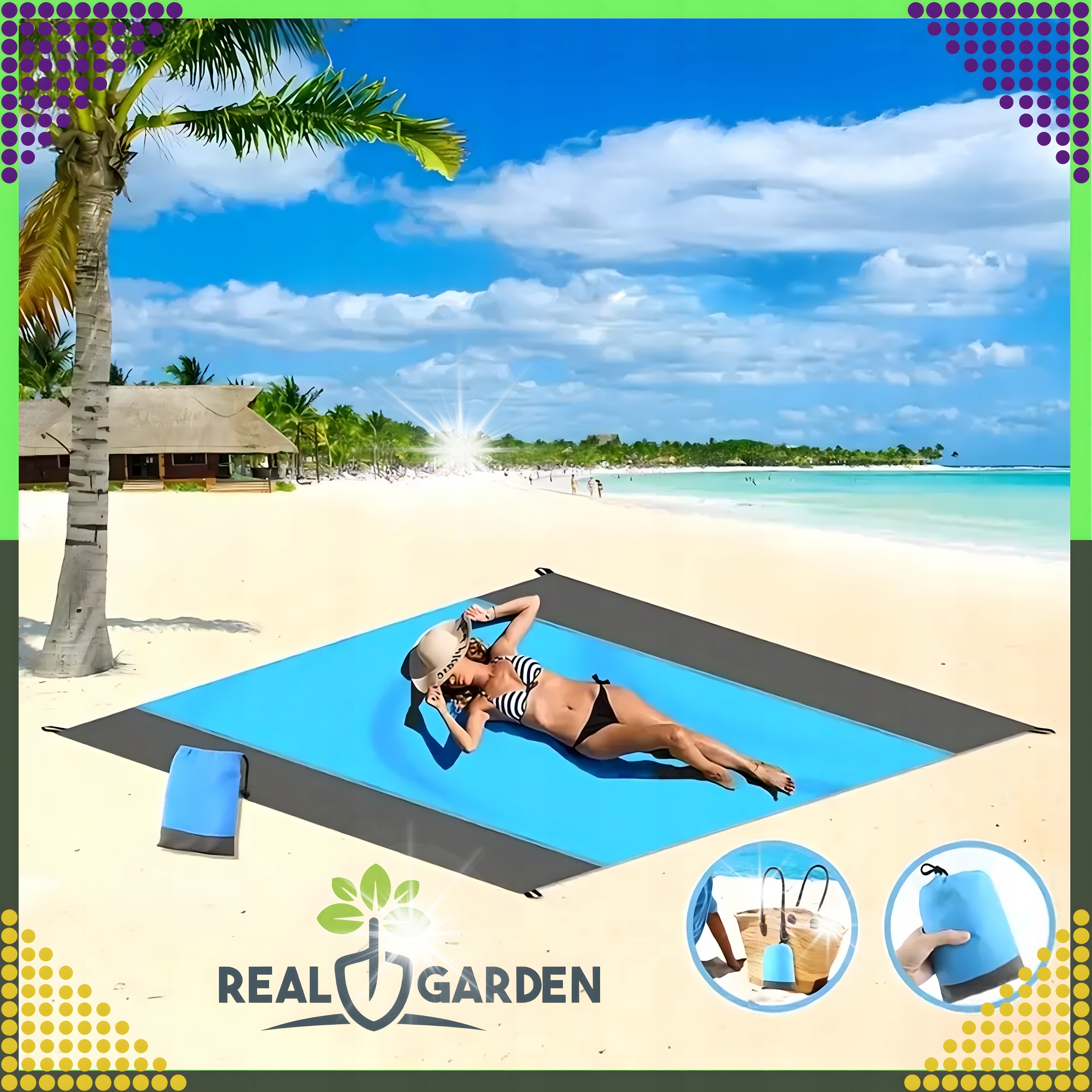 Pikniková plážová deka Podložka Voděodolná na kempování 210 x 200 cm Du