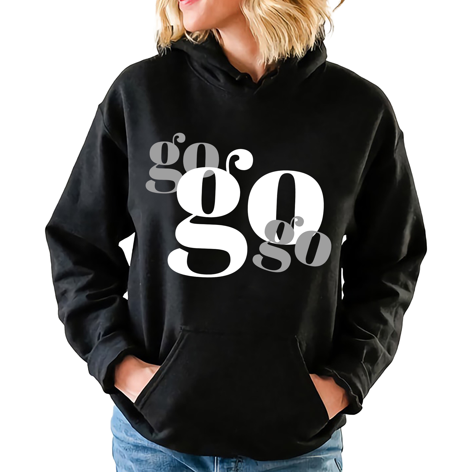 mikina s kapucí Černá Zábavný Dárek Narozeninový Go Go M