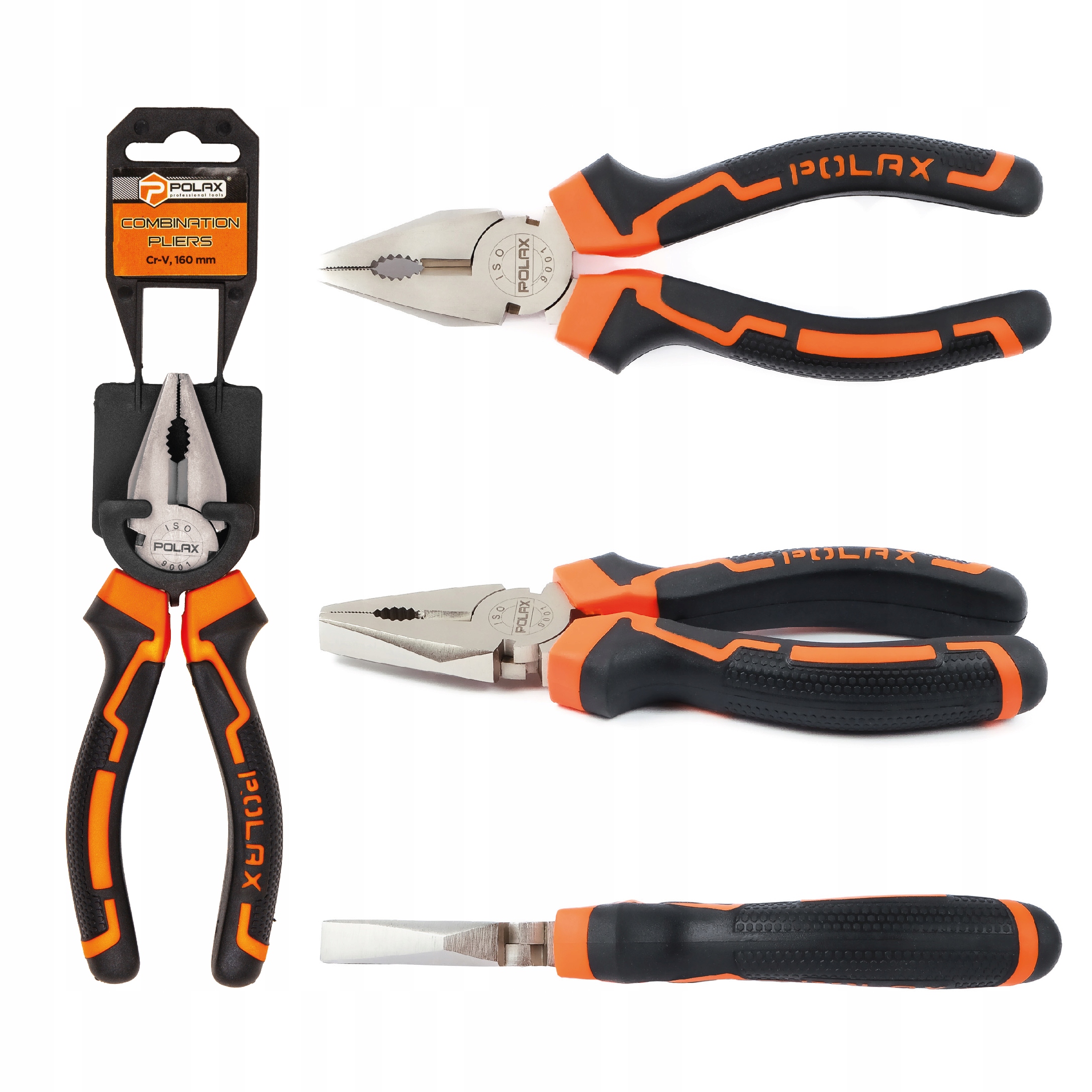 Kombinerki szczypce uniwersalne uchwyty dwukomponentowe Cr-V 160 mm Polax EAN (GTIN) 4823127501016
