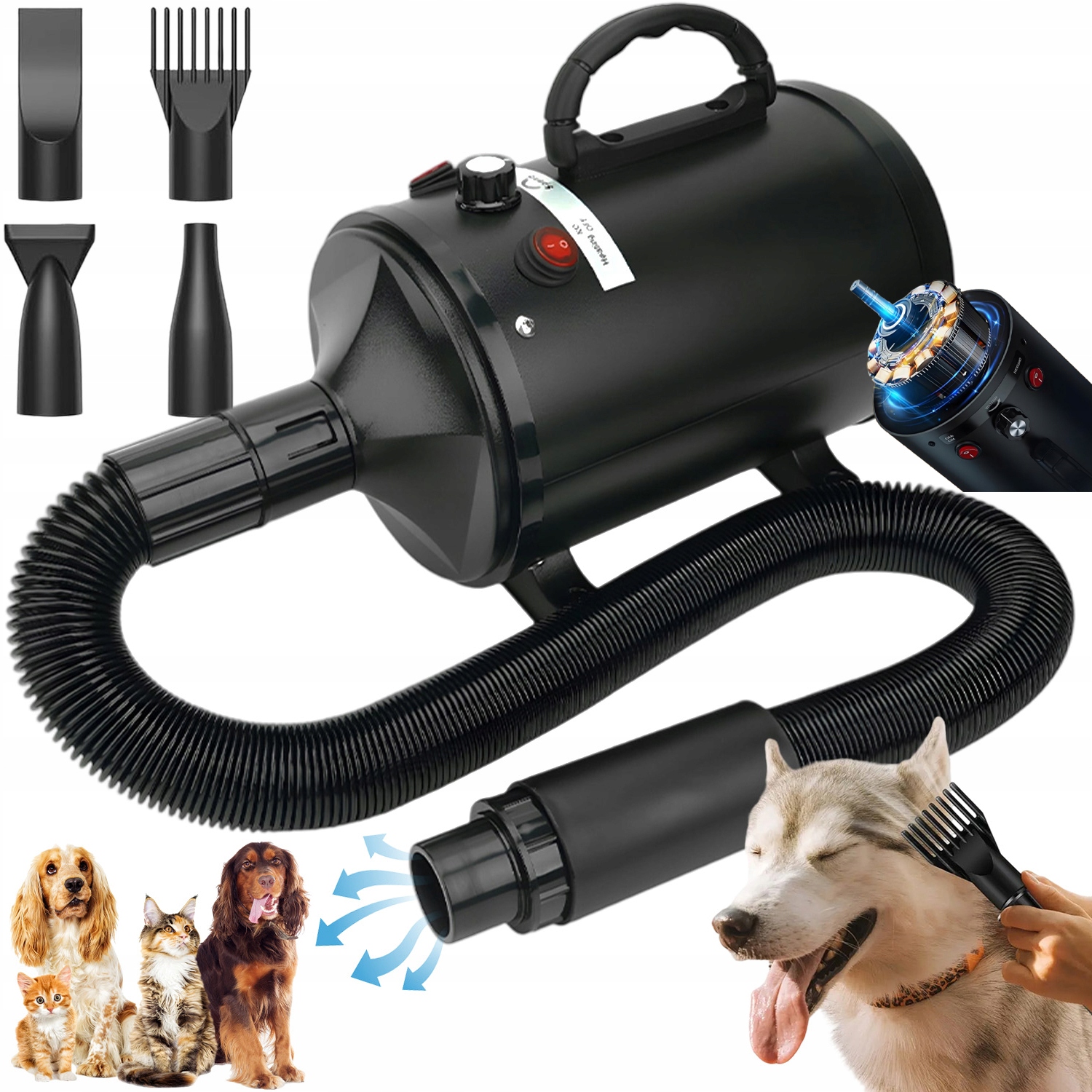 Sušička Na Srst Pro Psa Kočku Zvířat Regulace Foukání Groomerského Plynu