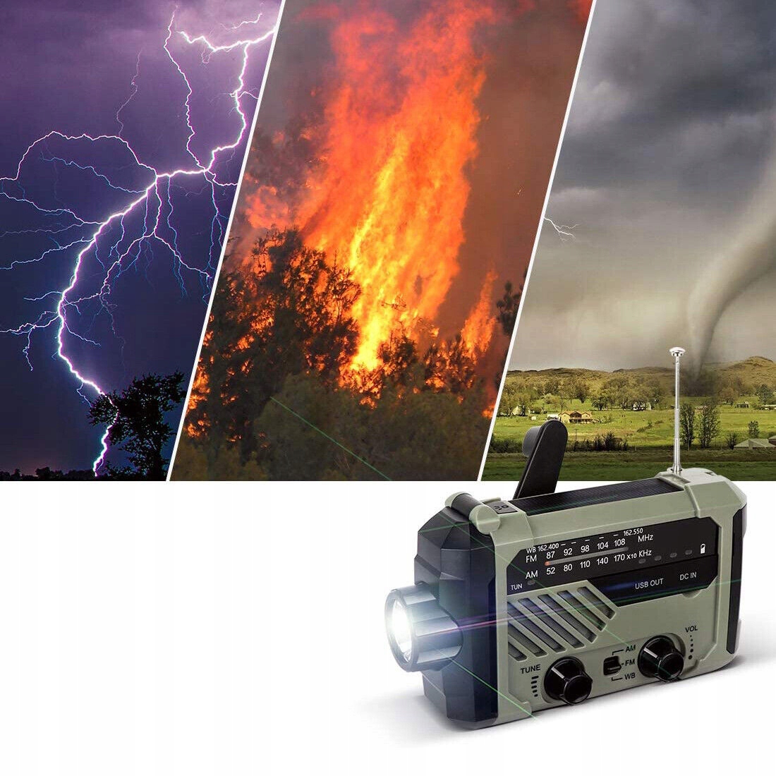 AWARYJNE RADIO SOLARNE PRZENOŚNE RADIO Z KORBĄ RADIO SOLARNE AM/FM 2000MAH Model Radio Solarne