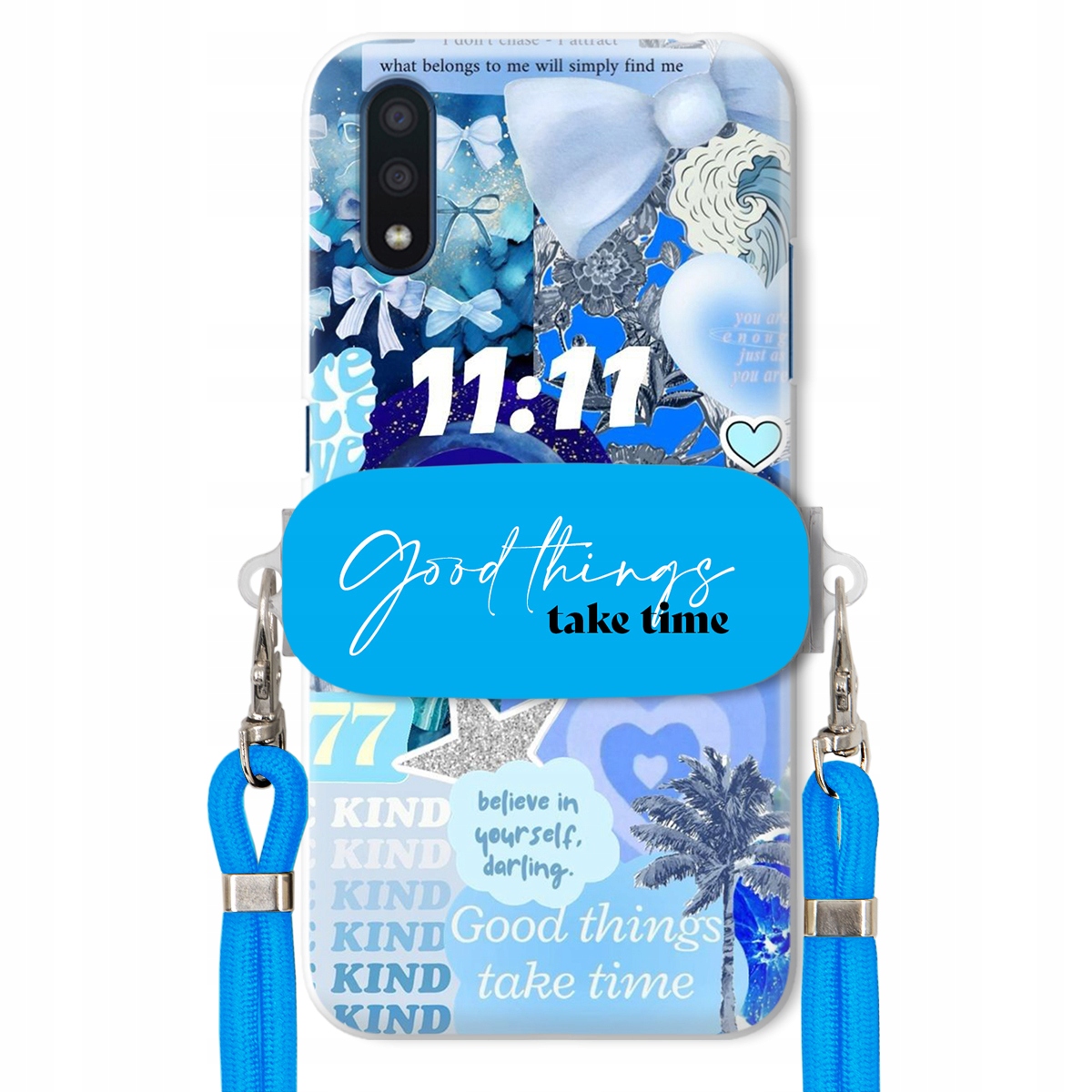 Pouzdro pro Samsung A01 Držák Crossbody vodítko Good Things Take Time Lata