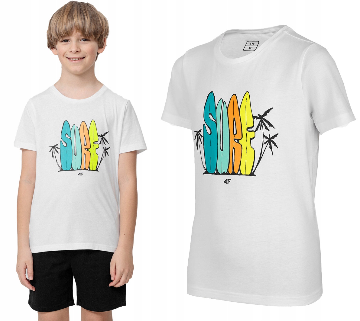 

T-shirt chłopięcy 4F JTSM009 bawełna biały 134.