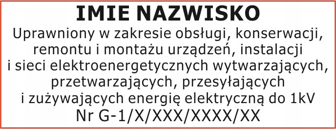 

Pieczątka Gazownika Uprawnienia Sep G3 E/D3