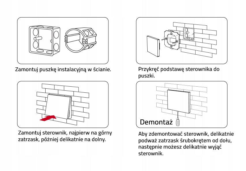 Panel szklany ścienny BIAŁY 230V do oświetlenia LED mono Milight Miboxer Waga produktu z opakowaniem jednostkowym 0.2 kg