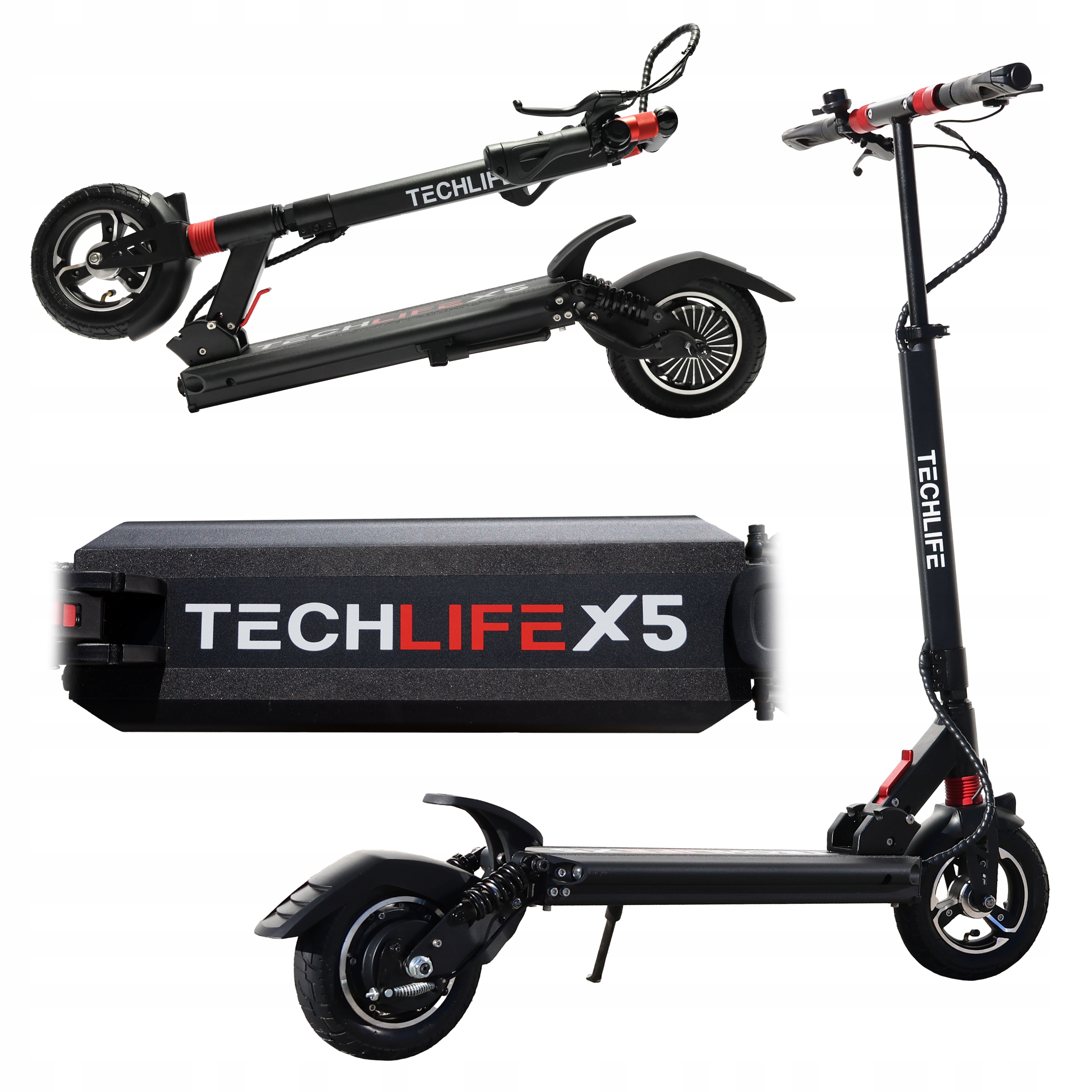 Hulajnoga Elektryczna Lekka Mała Składana Amortyzacja Techlife X5 V2 Pro