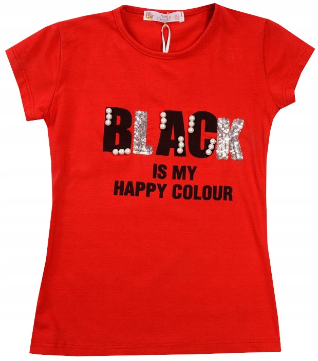 

T-shirt Bluzka czerwona Perełki 7/8 J121H