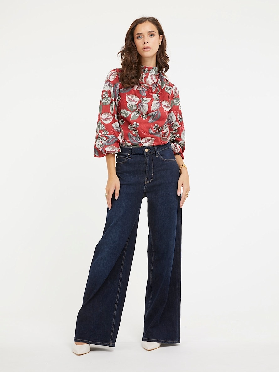 Guess Červená Dámská Halenka S Květinovým Vzorem A Rolákem