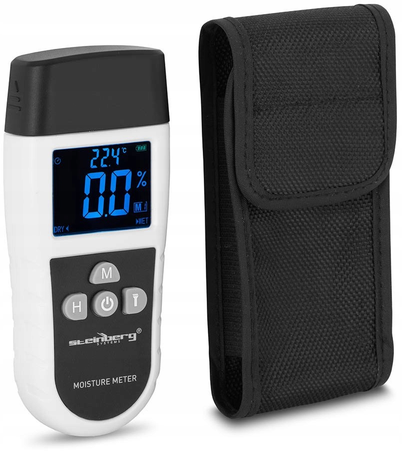 Vlhkoměr s teploměrem na dřevo z betonu Led