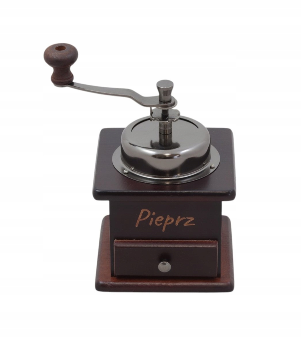 Klasický Ruční Mlýnek Na Pepř Retro Se Zásuvkou A Nastavením Hrubosti Mletí Gravírování