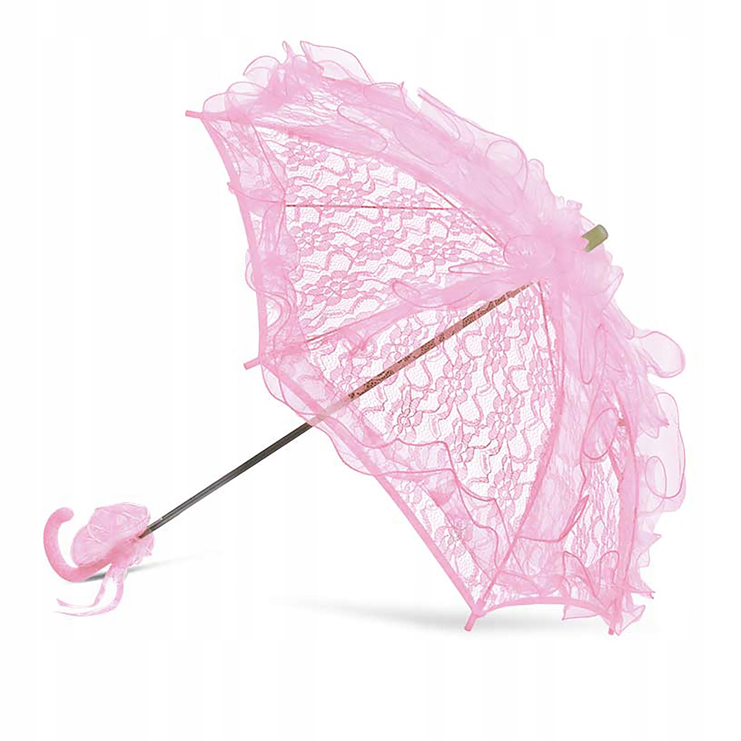 Růžový krajkový deštník Long – elegantní doplněk na přijímání, tanec, svatba