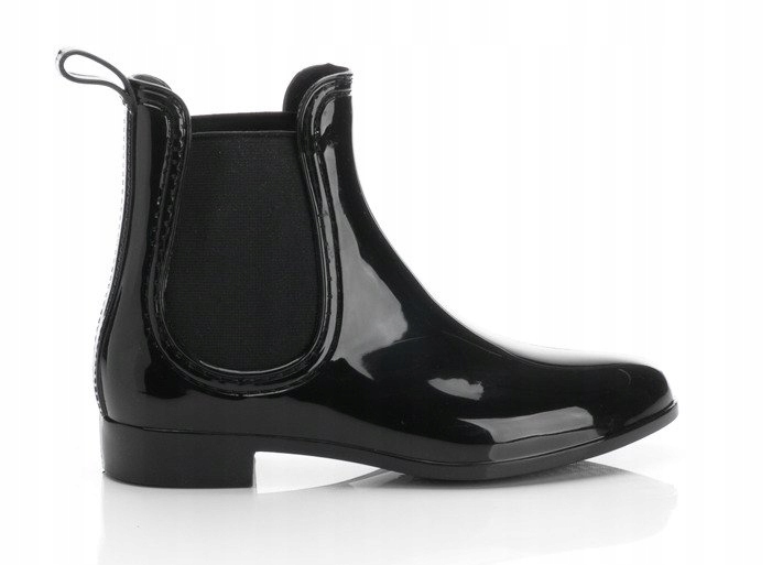 1726 KRÓTKIE KALOSZE LAKIEROWANE GUMA CZARNE 40 Materiał wkładki tworzywo sztuczne