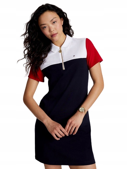 Tommy Hilfiger dámské šaty Colorblock Quarter-Zip L