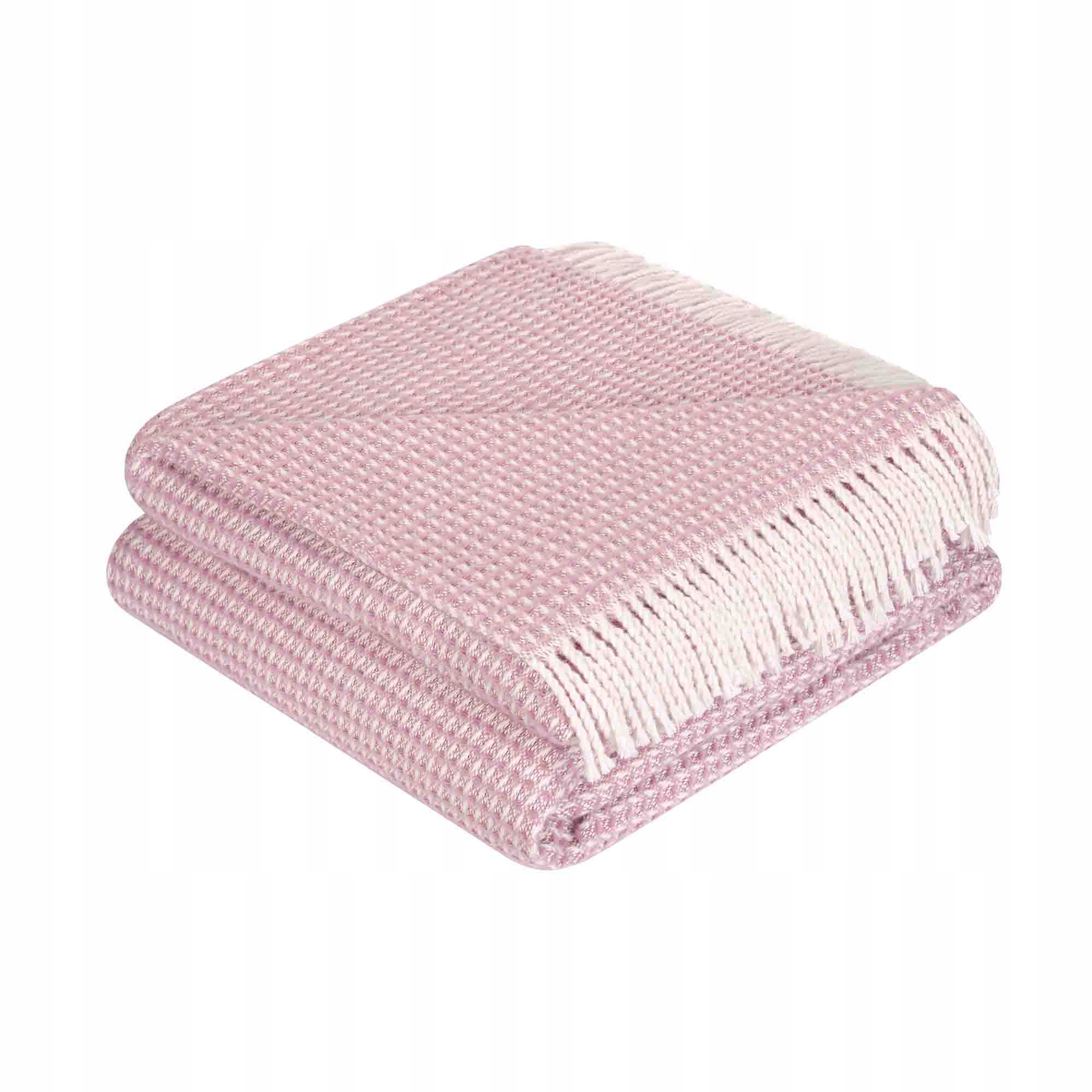 Bavlněná deka Check 200x220 pudrová s třásněmi