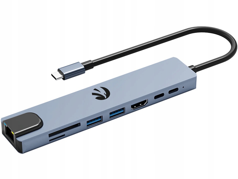 Adapter Hawk HW-HUB801 8w1 USB-C z HDMI 4K i portami USB 3.0
