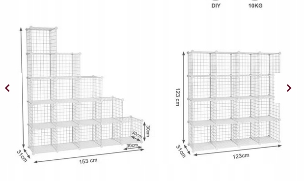 Polica Songmics s mriežkovými kockami, biela