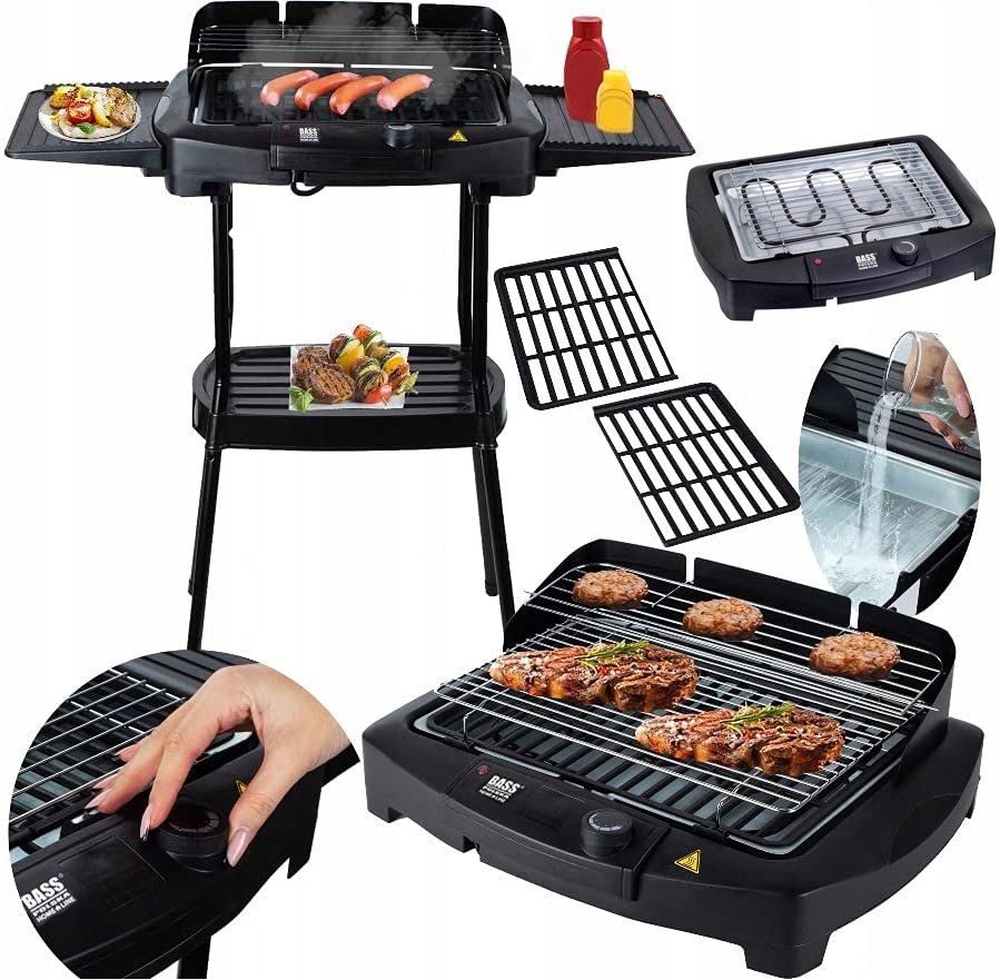

Duży Grill Elektryczny Ogrodowy Stojący 2000W 2w1