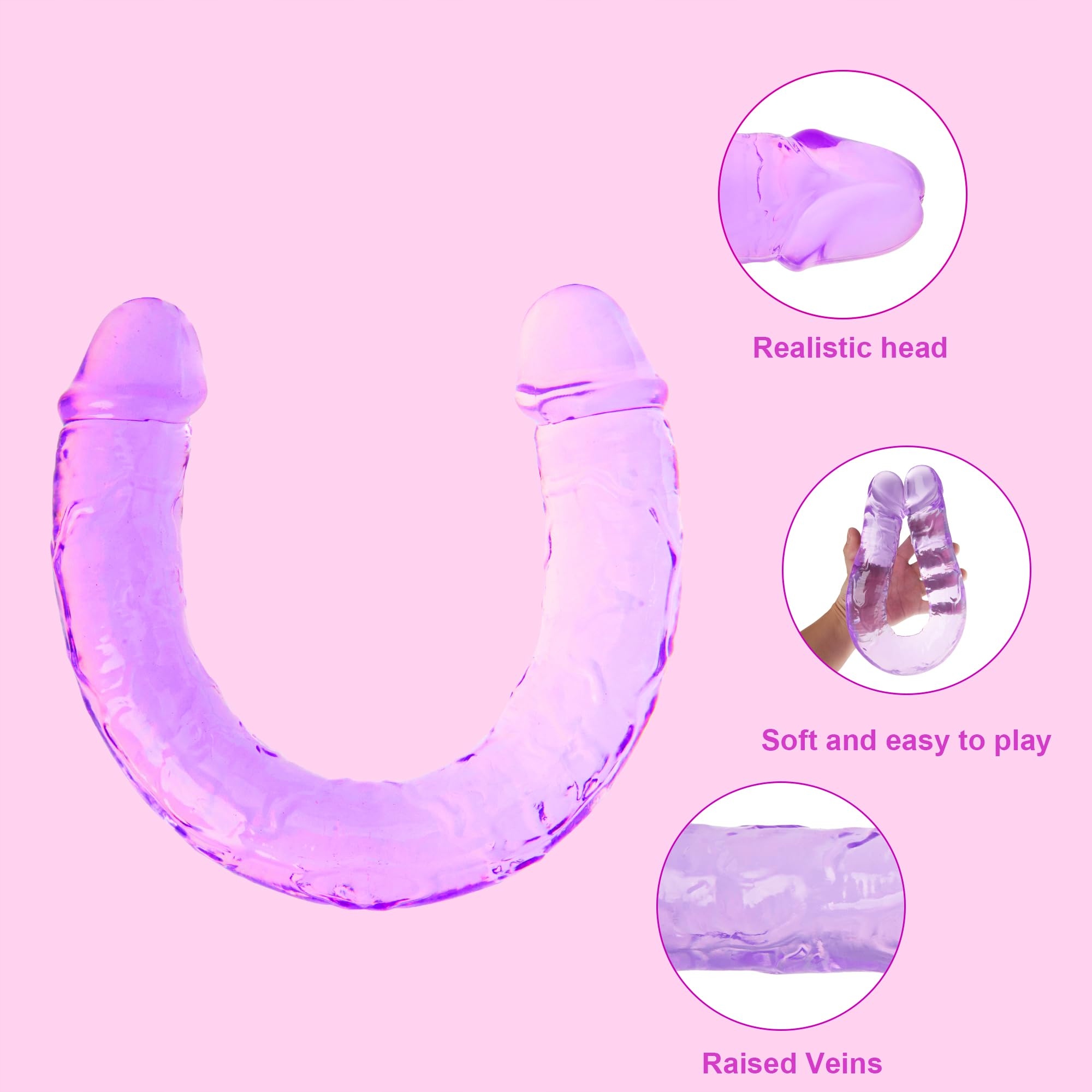 CRYSTAL JELLY Realistyczny Dildo 38cm Miękki i Elastyczny dla Dorosłych — miniatura 3