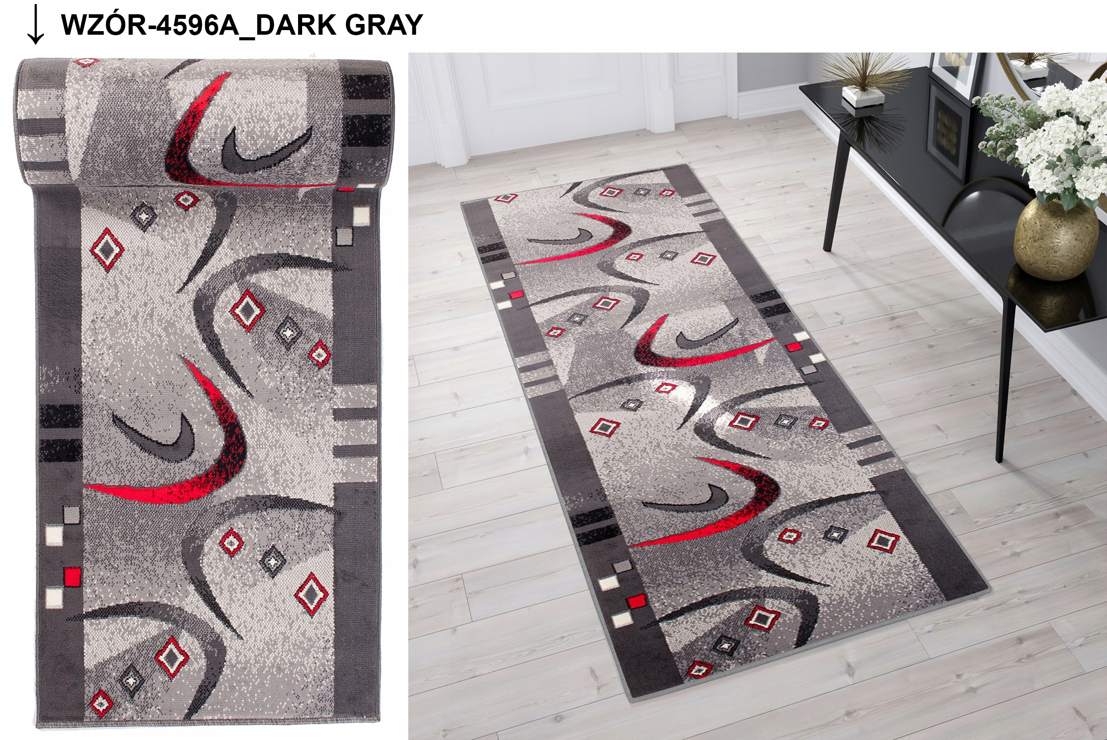 CHODNIK KOLOROWY BCF 70cm Z OBSZYCIEM NA WYMIAR Kod producenta 4596A CHEAP CRM DARK GRAY