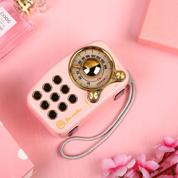 RADIO RÓŻOWE PRZENOŚNE DLA MAMY BABCI 10 GODZIN GW Model Retro