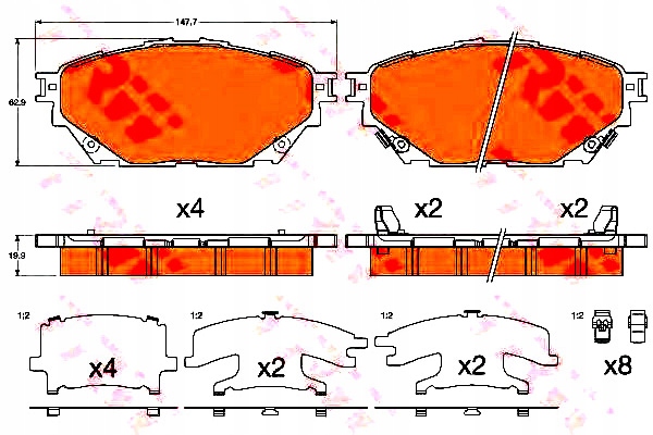 Trw Brzdové Destičky Mitsubishi Přední Canter 86- F