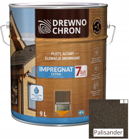 Drewnochron Impregnat Extra Powłokotwórczy do drewna altan Palisander 9l