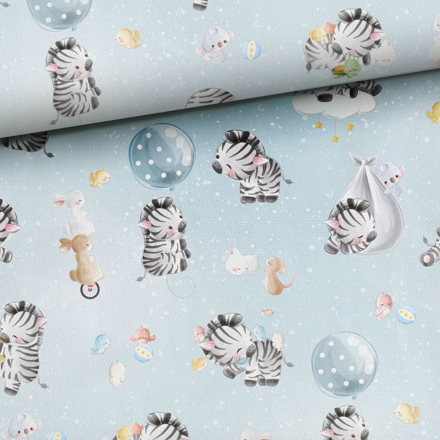 Tkanina 100% bawełna Zebra i mali przyjaciele 1FQ