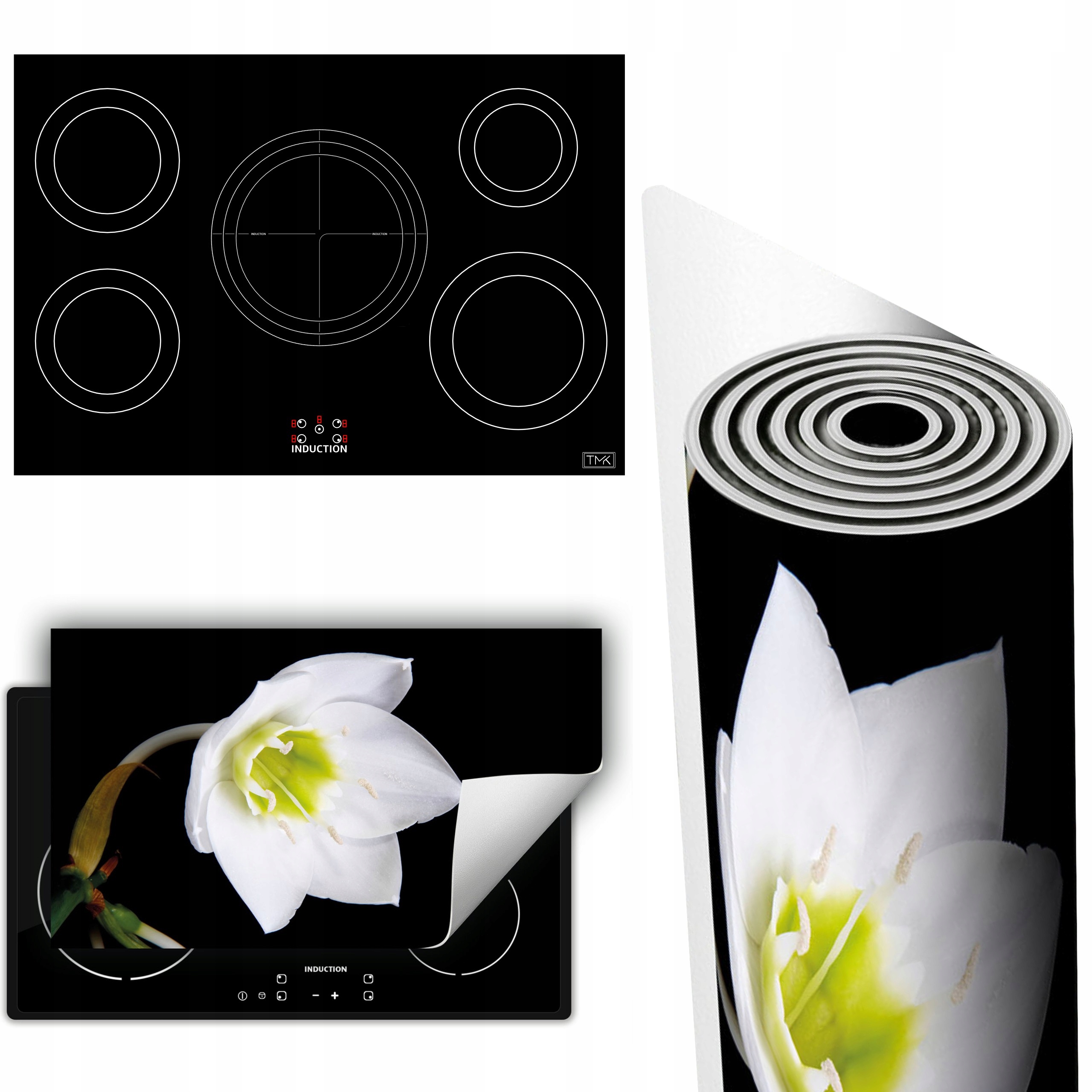 Vinylová Podložka Na Ochranu Kuchyňské Desky 90x52 černá květ