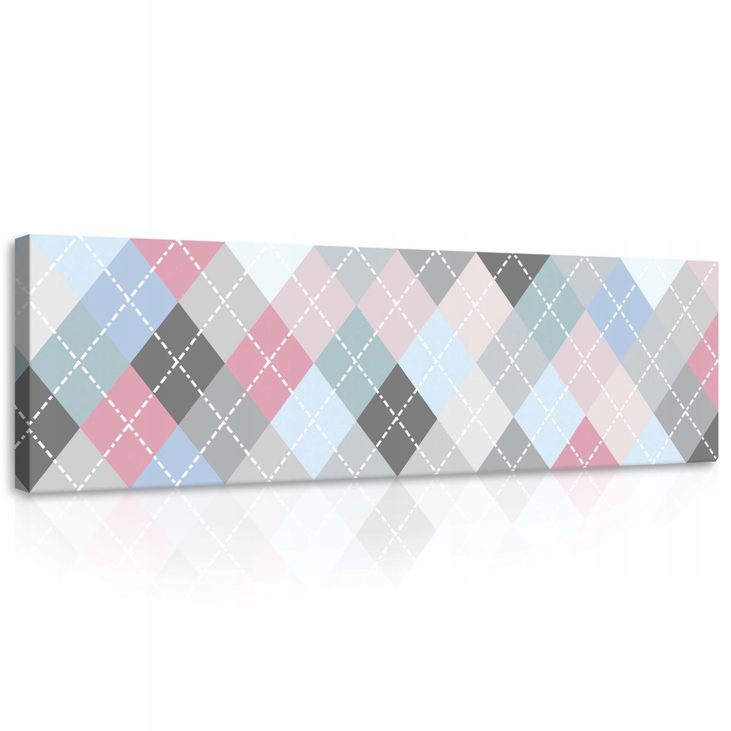 Obraz 145x45 Argyle romby geometrický vzor růžová azurová šedá bílá