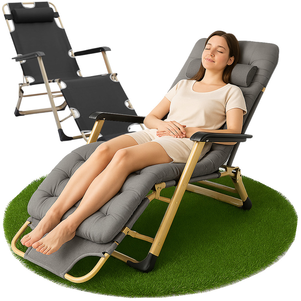 Leżak Ogrodowy Składany Balkonowy Fotel Leżanka Poducha Rozkładany