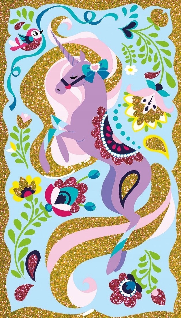 Zestaw kreatywny obrazki brokatowe Magiczny brokat Jednorożce Janod 7+ Materiał karton