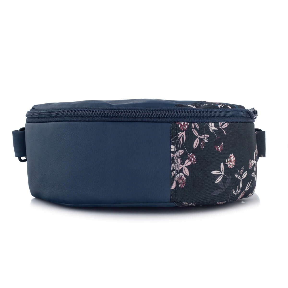 Tmavě modrá kabelka Ledvinka Dámská Eko kůže s květinami Půlměsíc Belveder