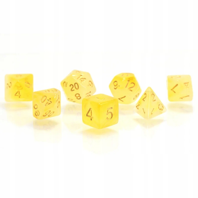 ŁASKA BOGA SŁOŃCA ZESTAW 7 PRZEZROCZYSTYCH KOŚCI RPG
