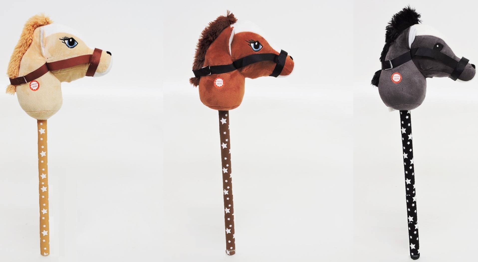 GŁOWA KONIA PLUSZOWA NA KIJU Z DŹWIĘKIEM HORSE