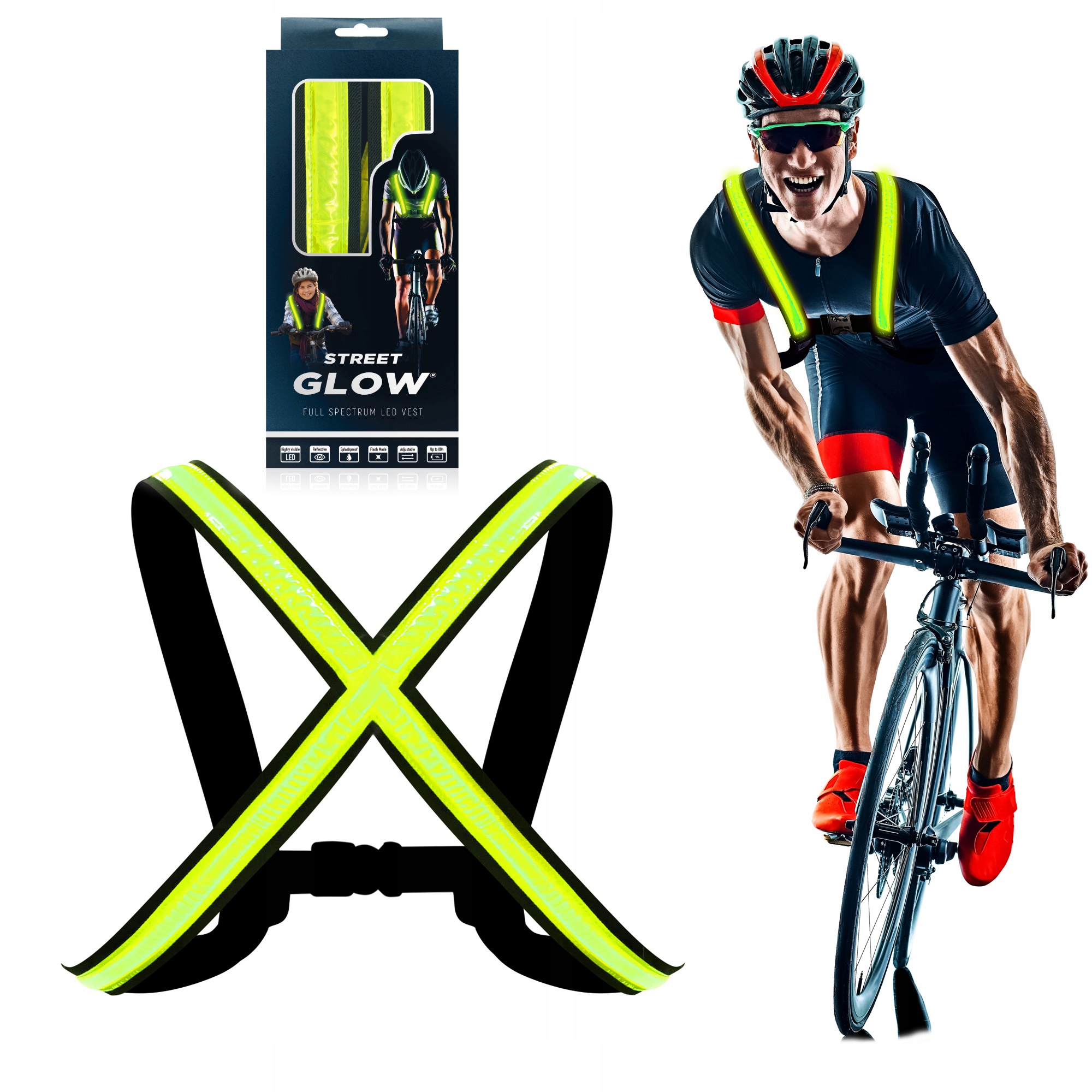 Vest Led StreetGlow L XL osvětlení pro běh kolo motor
