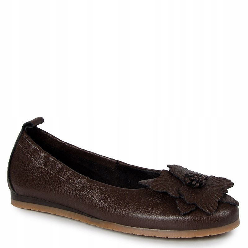 Lemar 10198 Čokoládové Kožené Baleríny S Květinou 39