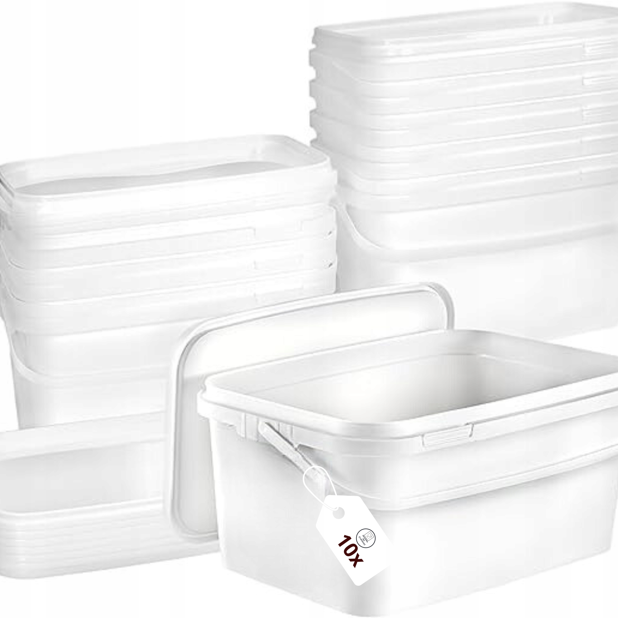 Kbelík obdélníkový 10x 5 l na potraviny Bílý