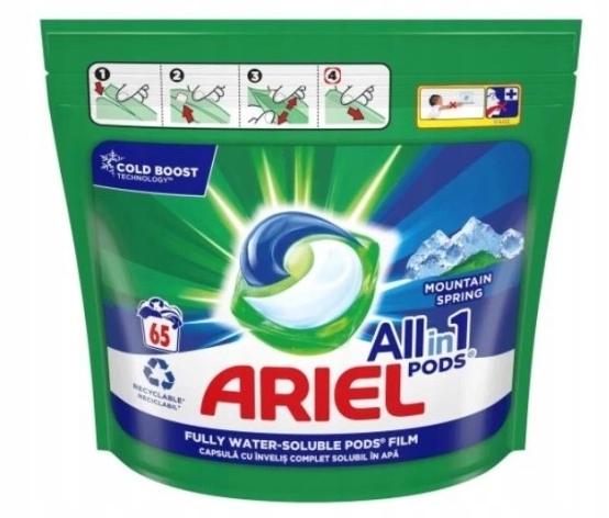 Levně Ariel All-in-1 Mountain Spring Kapsle na praní 65 ks