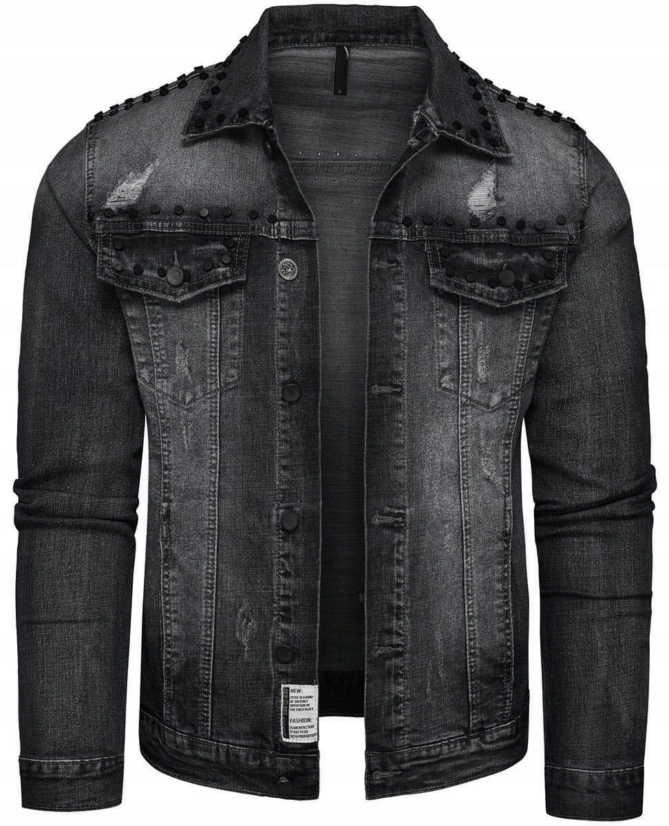 Kurtka męska jeansowa katana czarna bez kaptura L
