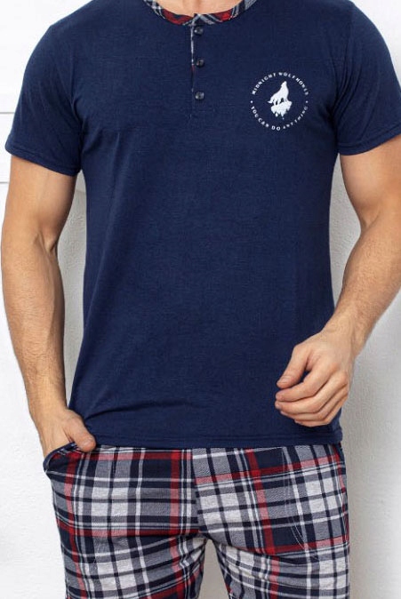 PIŻAMA MĘSKA KRÓTKI RĘKAW KRÓTKIE SPODNIE Z KIESZENIAMI Kolekcja całoroczna