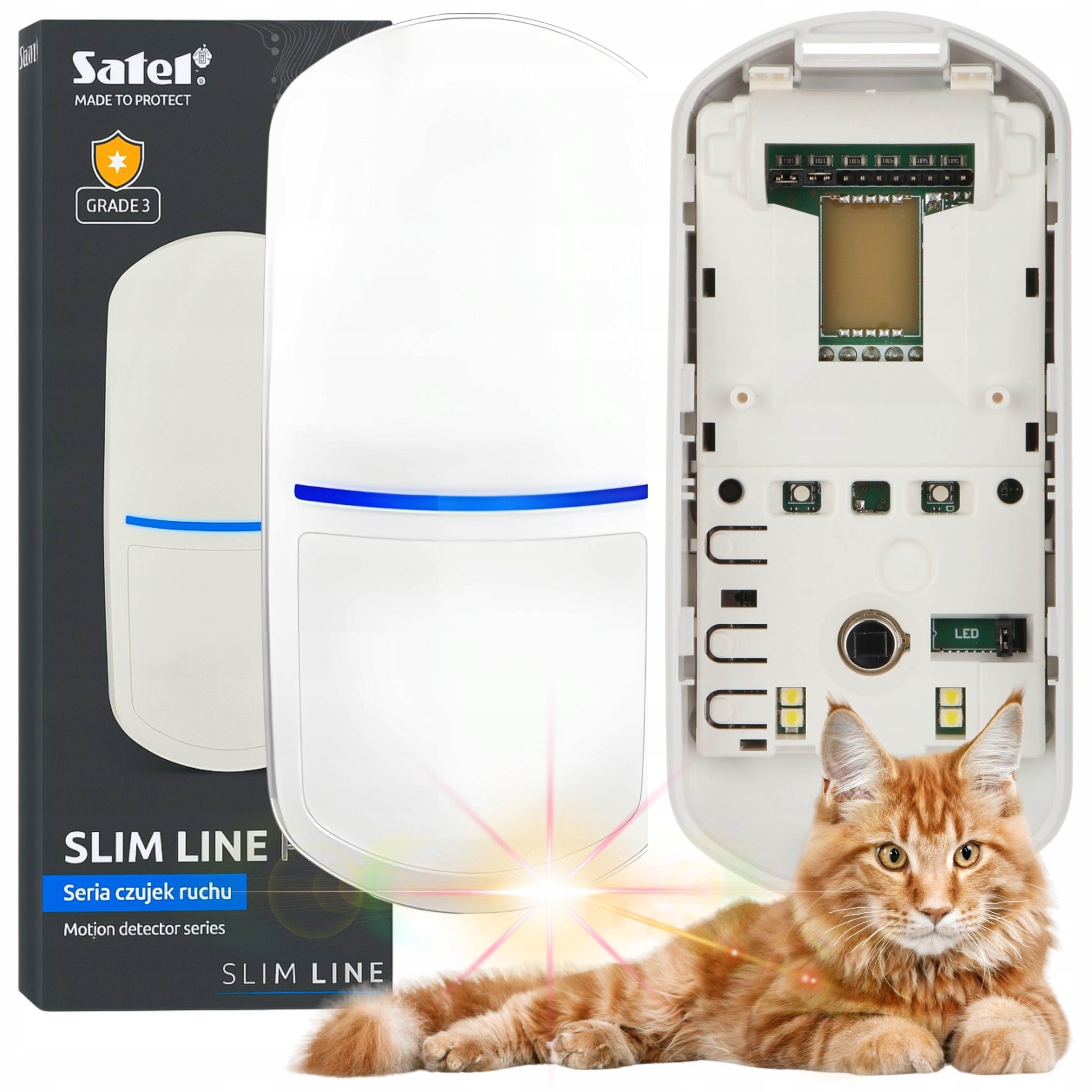Pohybový detektor – alarm Satel Slim-pir-luna-pet na červenou pro každý systém